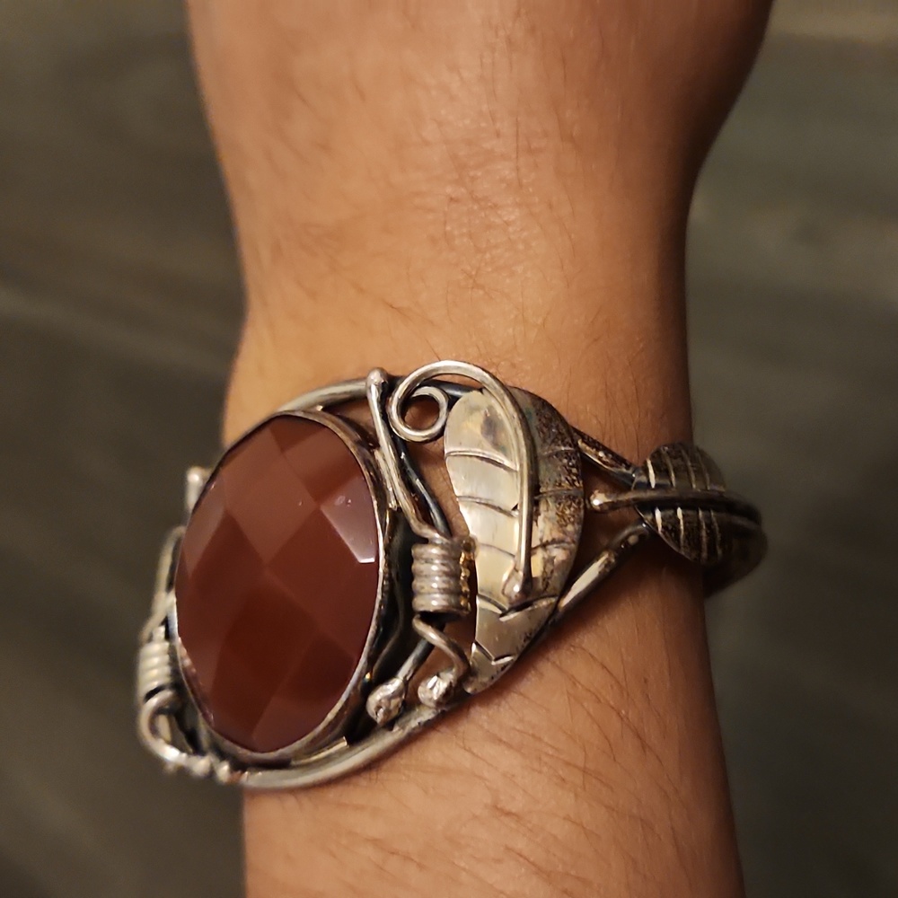Carnelian Cuff Bracelet, 925 Silver Cuff Bracelet, Dominique Dinouart Bracelet